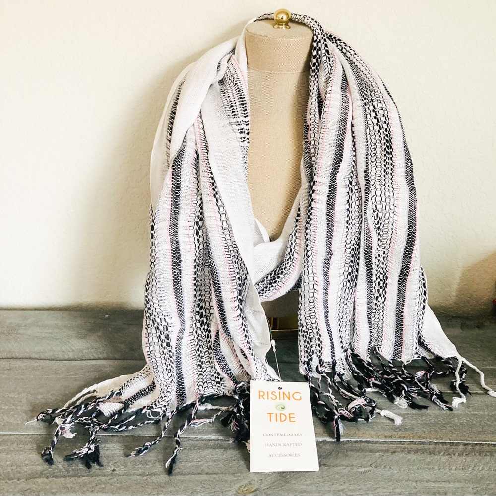 Rising Tide Lightweight Metallic Stripe Scarf NWT